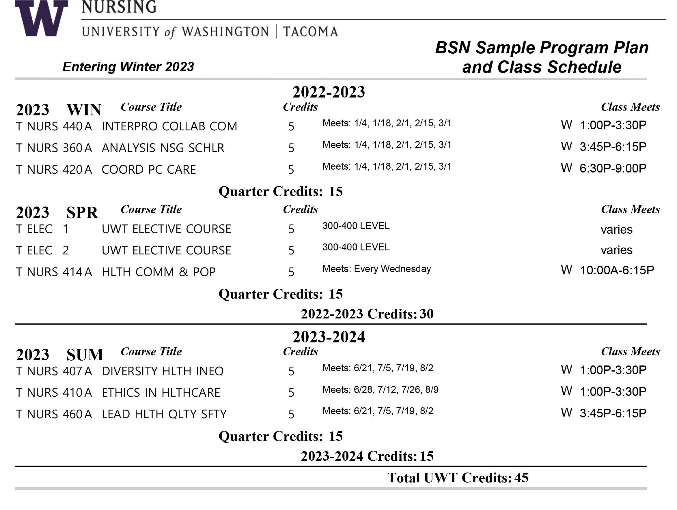 Uw 2024 Schedule Michelin Carte